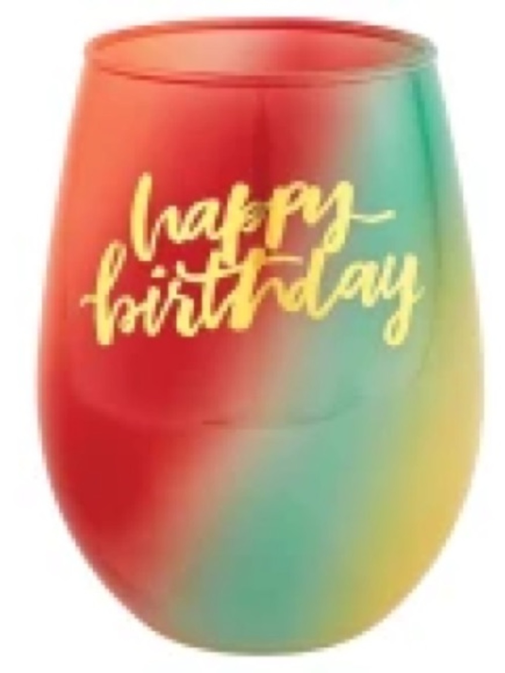 Happy Birthday Multicolor Stemless Wine Tumbler
